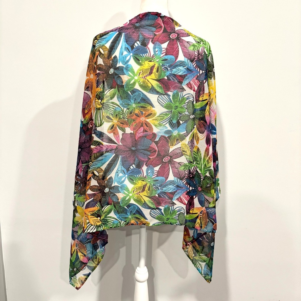 Vtg La Blanca Rod Beattie Scarf Swim Cover Floral Tropical Beach Boho 21953